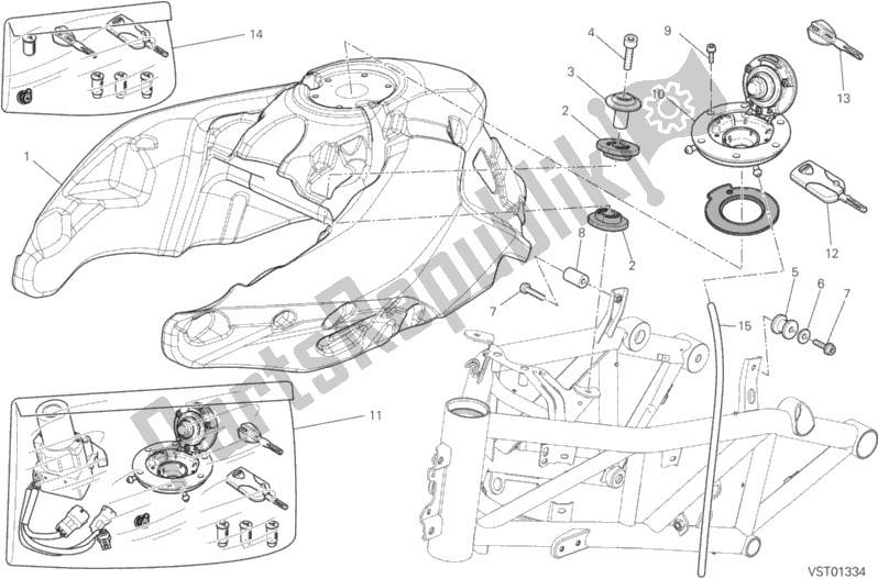 Tutte le parti per il Serbatoio Di Carburante del Ducati Multistrada 1200 S GT USA 2014